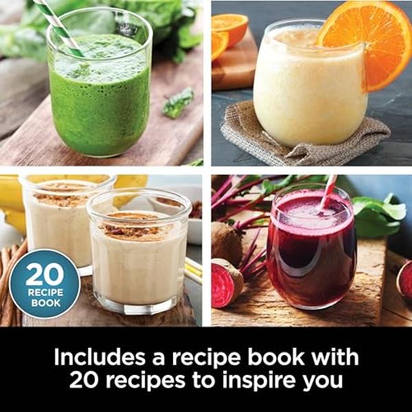 Ninja BN301 Nutri-Blender Plus Compact Personal Blender, 900-Peak-Watt Motor, Frozen Drinks, Smoothies, Sauces & More, (3) 20 oz. To-Go Cups, (2) Spout-Lids (1) Storage-Lid, Dishwa