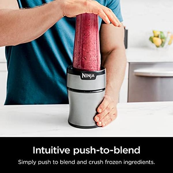 Ninja BN301 Nutri-Blender Plus Compact Personal Blender, 900-Peak-Watt Motor, Frozen Drinks, Smoothies, Sauces & More, (3) 20 oz. To-Go Cups, (2) Spout-Lids (1) Storage-Lid, Dishwa