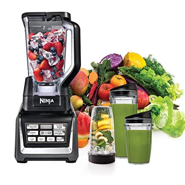 Ninja BL642 Nutri Ninja Personal & Countertop Blender with 1200W Auto-iQ Base, 72 oz. Pitcher, and 18, 24, & 32 oz. To-Go Cups with Spout Lids, For Smoothies, Shakes & More, Dishwa