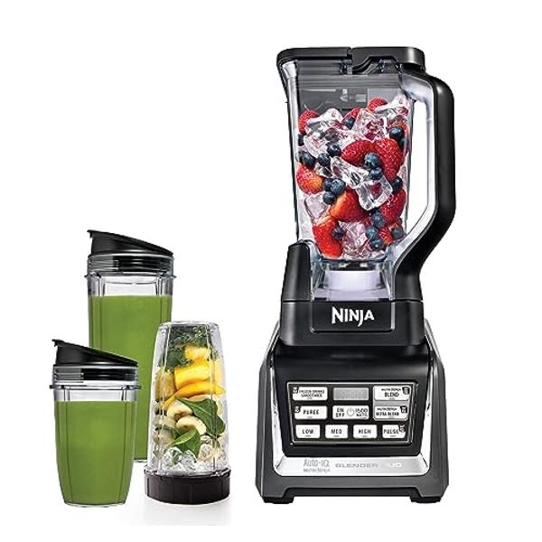 Ninja BL642 Nutri Ninja Personal & Countertop Blender with 1200W Auto-iQ Base, 72 oz. Pitcher, and 18, 24, & 32 oz. To-Go Cups with Spout Lids, For Smoothies, Shakes & More, Dishwa