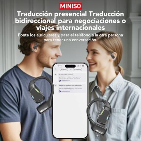 MINISO M98 Open Ear Translation Earbuds Real Time Earbuds Bluetooth 5.4 Headphones with LED Display Screen OWS Earphones Support 135 Languages Translator with APP for Running,Drivi
