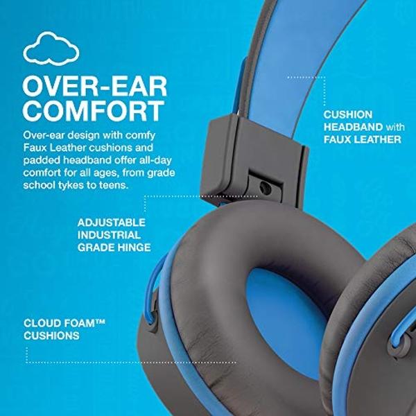 JLab JBuddies Studio On-Ear Kids Wired Headphones, Toddler Headphones, Kid Safe, Studio Volume Safe, Volume Limiter, Folding, Adjustable, Noise Isolation, with Mic (Graphite/Blue)