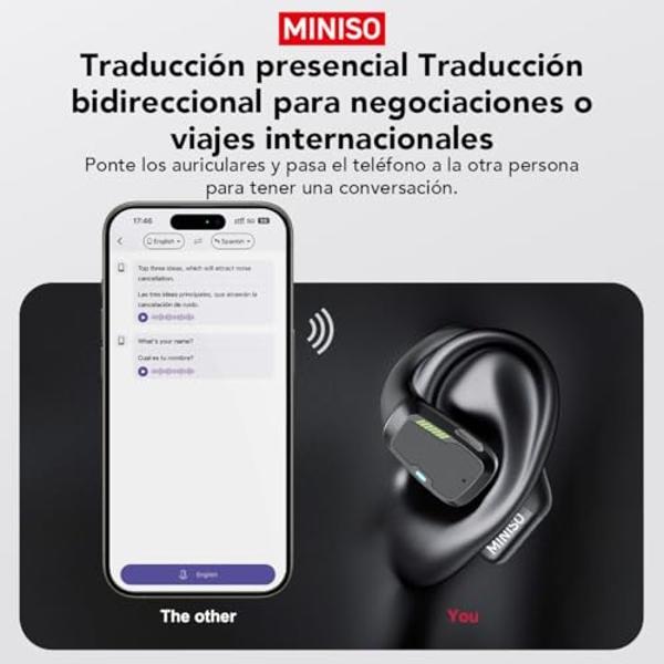 MINISO M98 Open Ear Translation Earbuds Real Time Earbuds Bluetooth 5.4 Headphones with LED Display Screen OWS Earphones Support 135 Languages Translator with APP for Running,Drivi
