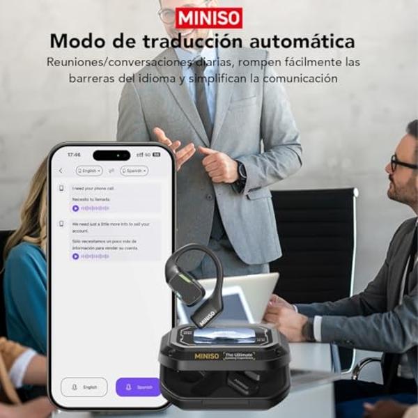 MINISO M98 Open Ear Translation Earbuds Real Time Earbuds Bluetooth 5.4 Headphones with LED Display Screen OWS Earphones Support 135 Languages Translator with APP for Running,Drivi