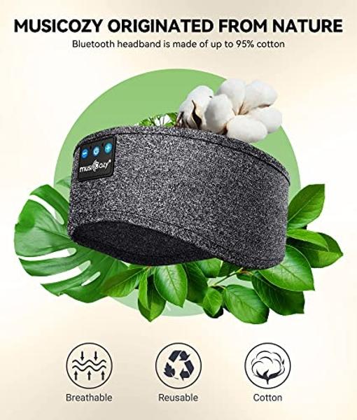 MUSICOZY Sleep Headphones Bluetooth 5.4 Headband, Sports Wireless Earphones Sweat Resistant Earbuds Sleeping Headphone with Ultra-Thin HD Stereo Speaker for Workout Running Cool Ga