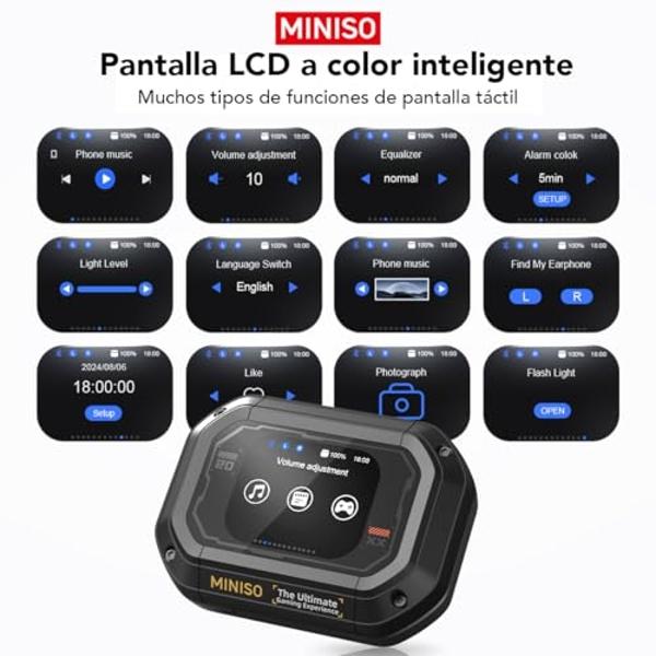 MINISO M98 Open Ear Translation Earbuds Real Time Earbuds Bluetooth 5.4 Headphones with LED Display Screen OWS Earphones Support 135 Languages Translator with APP for Running,Drivi