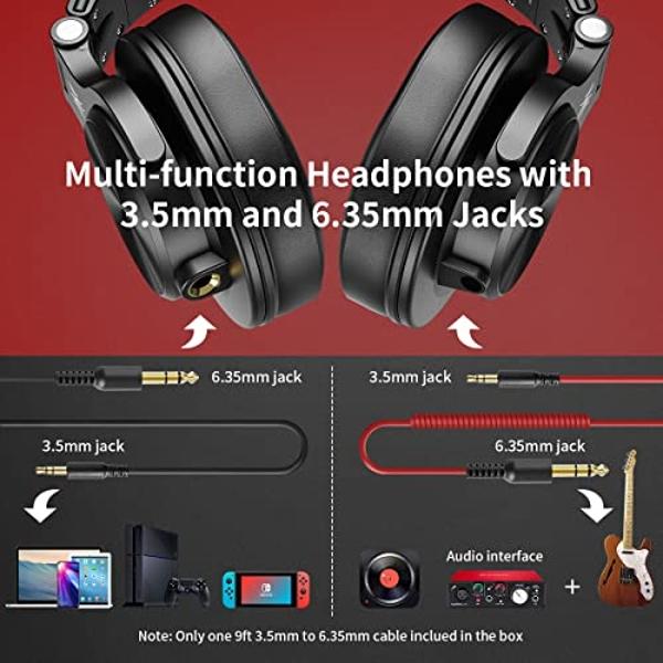OneOdio A71 Hi-Res Studio Recording Headphones - Wired Over Ear Headphones with SharePort, Monitoring Mixing Foldable Headset with Stereo Sound, 3.5/6.35MM Jack for PC Computer DJ 