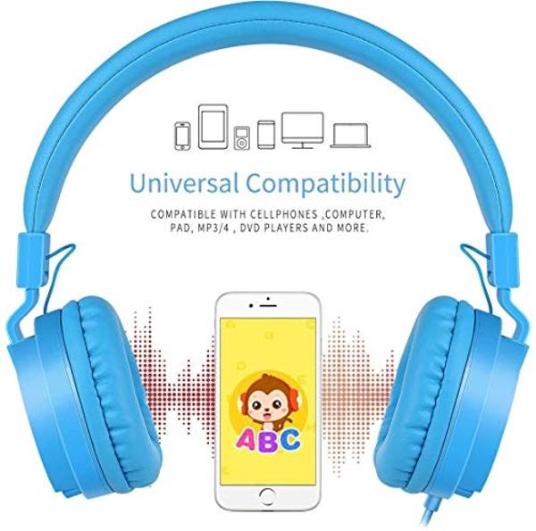 iClever BTH12 Kids Bluetooth Headphones,Colorful LED Lights Kids Headphones Wireless,74/85dBA Safe Volume,85H Playtime,Fast Charging,Bluetooth 5.2,Over Ear,Built-in Mic for iPad/Ta