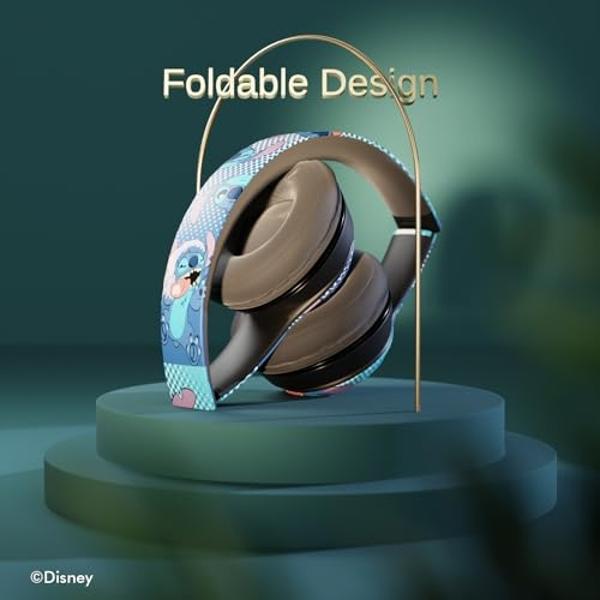 Disney Lilo & Stitch Expressions Bluetooth Over-Ear Headphones, Wireless Foldable Headset with Built-in Microphone - Stitch Expressions Design, for Adults and Kids