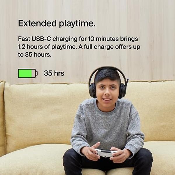 Belkin SoundForm Inspire Wireless Over-Ear Headset for Kids, Online Learning & Travel w/Built-in Microphone, 85dB Safe Volume Limit, 35H Battery - Compatible w/iPhone, iPad, Galaxy