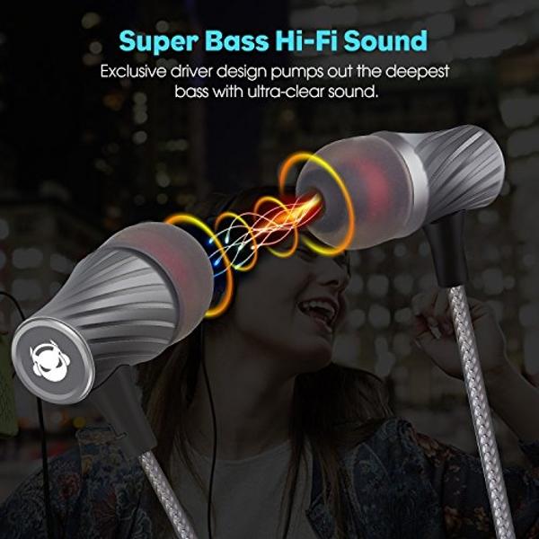 MINDBEAST Super Bass Wired Earbuds with Microphone – Noise Cancelling, Deep Bass Ear Buds for Gaming, Travel, Work – Comfortable, Durable Wired Earphones with Mic, Compatible with 