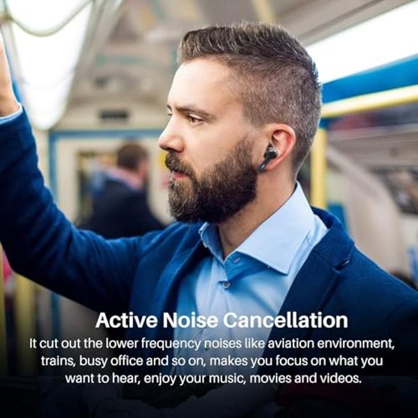 TOZO NC2 Hybrid Active Noise Cancelling Wireless Earbuds, in-Ear Detection Headphones, IPX6 Waterproof Bluetooth 5.3 Stereo Earphones, Immersive Sound Premium Deep Bass Headset Mat
