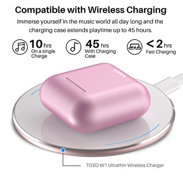 TOZO T6 Wireless Earbuds Bluetooth 5.3 Headphones, Ergonomic Design in Ear Headset, 50Hrs Playtime with Wireless Charging Case, APP EQ Customisable, IPX8 Waterproof