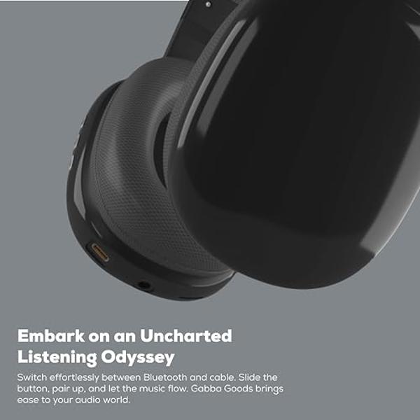Gabba Goods Wireless Over Ear Bluetooth Headphones with Microphone - Wireless Headset -Noise Reduction - Bluetooth, Wired,Built in Micro SD for Travel, Home, Work TV,PC,Gaming,Cell