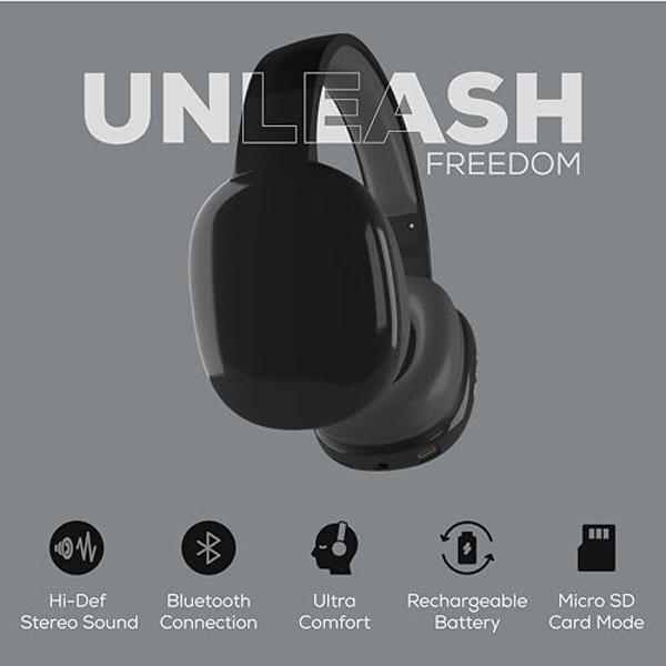 Gabba Goods Wireless Over Ear Bluetooth Headphones with Microphone - Wireless Headset -Noise Reduction - Bluetooth, Wired,Built in Micro SD for Travel, Home, Work TV,PC,Gaming,Cell