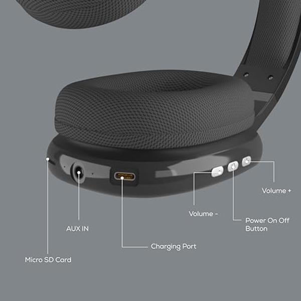 Gabba Goods Wireless Over Ear Bluetooth Headphones with Microphone - Wireless Headset -Noise Reduction - Bluetooth, Wired,Built in Micro SD for Travel, Home, Work TV,PC,Gaming,Cell