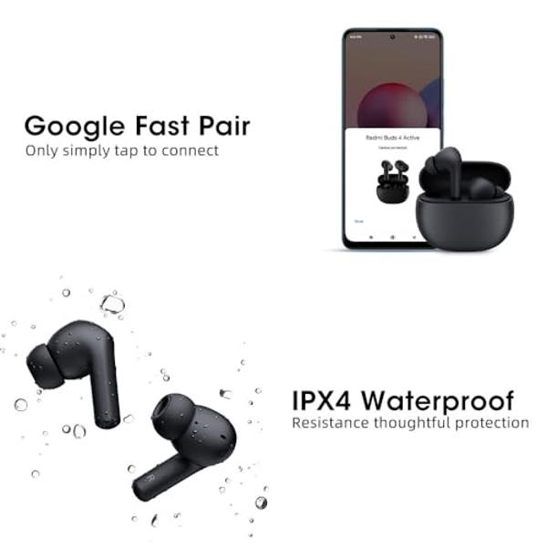Xiaomi Redmi Buds 4 Active, Advanced Bluetooth® 5.3, 12mm Dynamic Driver, Google Fast Pair, Up to 28 Hours* Long Listening time with case