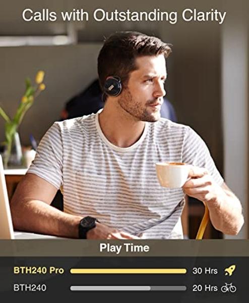 Kinivo BTH240 PRO Bluetooth Wireless Headphones (On-Ear, HiFi Stereo Music, 30 Hours Playtime, Built-in Mic, Foldable Headset, Hands-Free Calling)