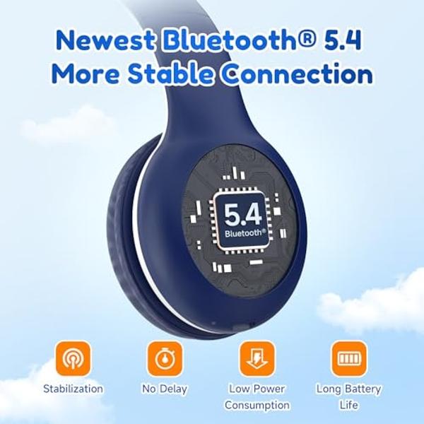 Gabba Goods Wireless Over Ear Bluetooth Headphones with Microphone - Wireless Headset -Noise Reduction - Bluetooth, Wired,Built in Micro SD for Travel, Home, Work TV,PC,Gaming,Cell