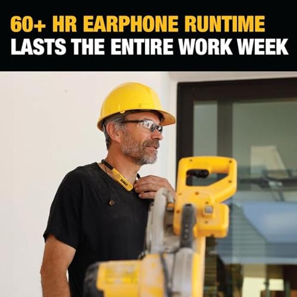 DEWALT Heavy Duty 2-in-1 Neckband Bluetooth Headphones w/Built-in Speakers, Jobsite Wearable Speaker & Around Neck Headphones, Wireless Bluetooth Headset, 60+ Hrs Hands-Free Music/