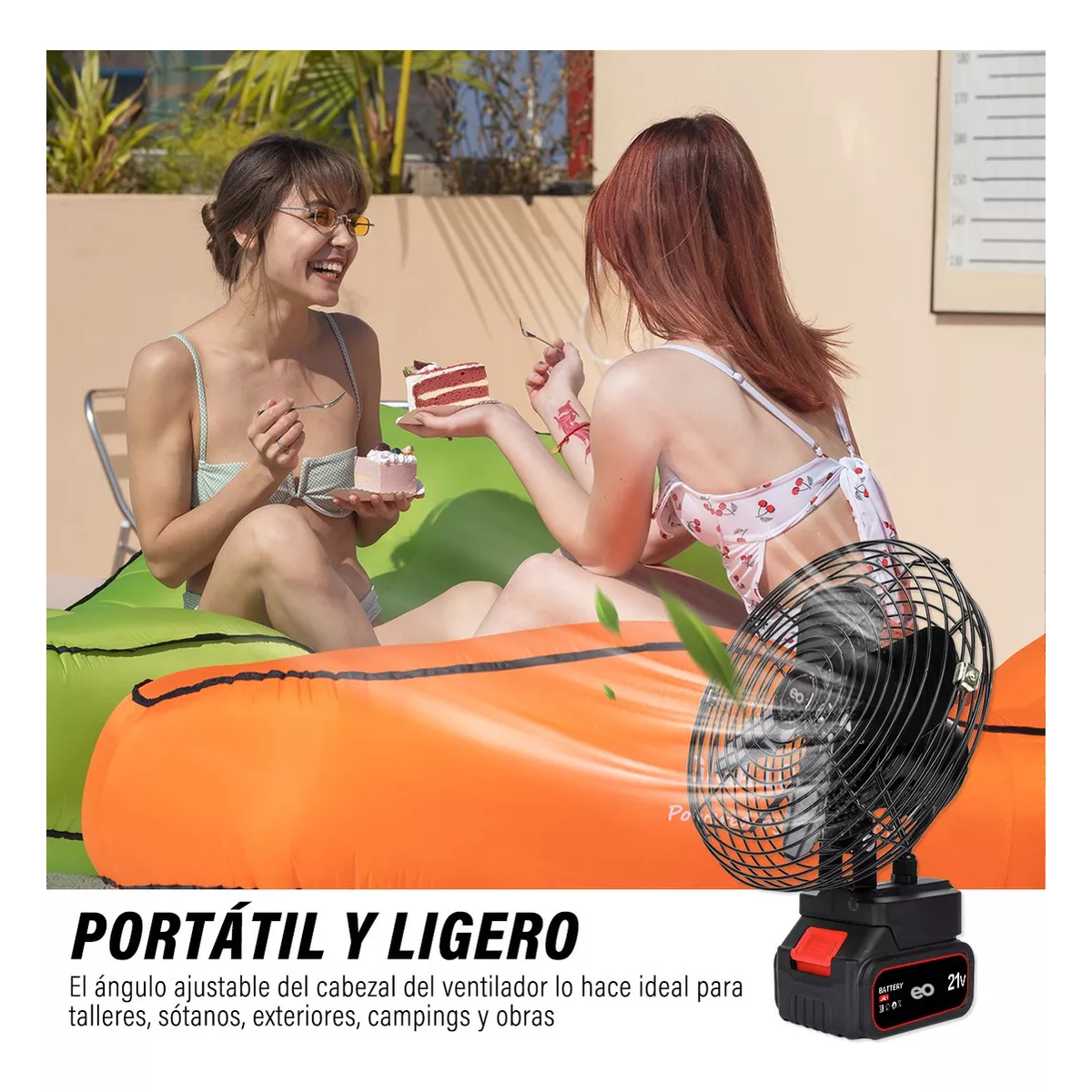 Ventilador Portátil Recargable Inalámbrico Negro