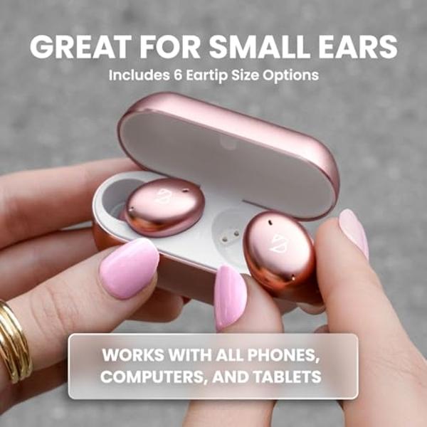 Back Bay Audio Tempo 30 Wireless Earbuds for Small Ears - Award-Winning Sound, Sweatproof Bluetooth Earbuds, Comfortable Ear Buds for Women, Pink Earphones Small Ear Canals, Long B