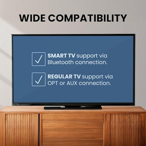 Avantree Opera - Wireless Headphones for TV Watching with Clear Dialogue, Compatible with TVs Equipped with Optical or AUX Audio Output Ports, Passthrough, Enhanced Volume & Comfor