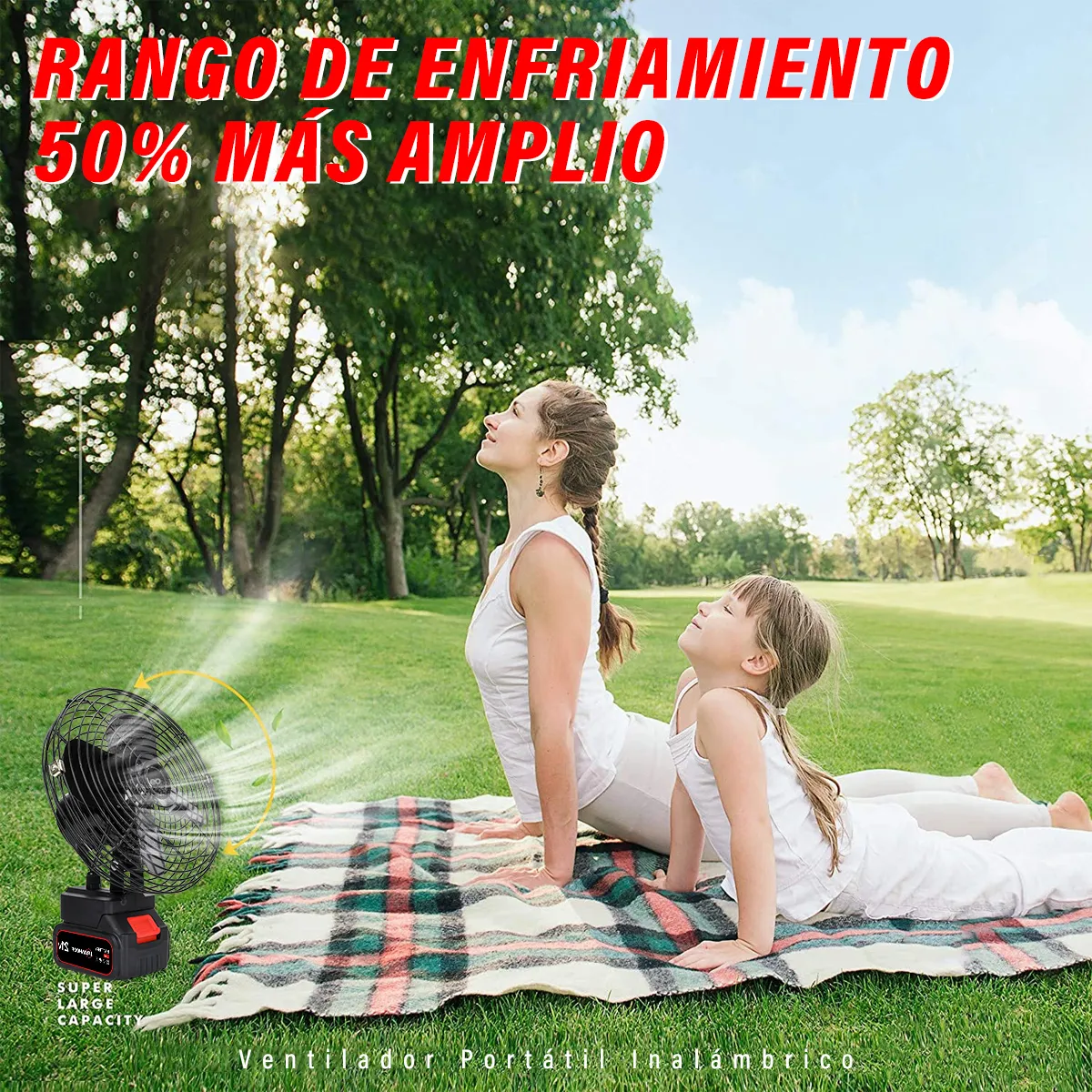 Ventilador Portátil Recargable Inalámbrico Negro