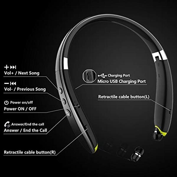 Otium Bluetooth Headphones, Wireless Earbuds IPX7 Waterproof Sports Earphones with Mic HD Stereo Sweatproof in-Ear Earbuds Gym Running Workout 15 Hour Battery Sound Isolation Heads