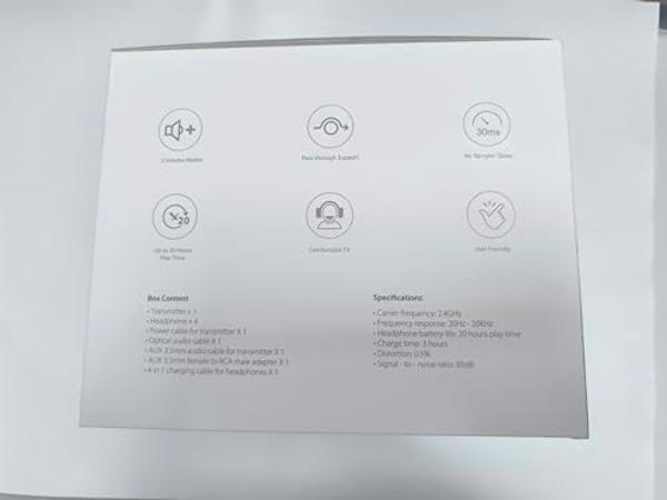 Avantree Quartet - 4 Wireless Headphones & 1 Transmitter for Multiple Group Listening Scalable to 100 with No Lip-Sync Delays for TV Watching, Silent Discos, Hearing Assistance in 