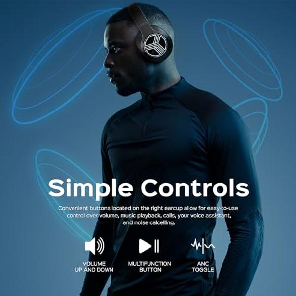 TREBLAB Z2 Active Noise Cancelling Workout Headphones - Signature-HD Sound, Deep Bass, 35H Battery, Comfortable, Foldable Over Ear Bluetooth Headphones Wireless. for Gym, Sport, Tr
