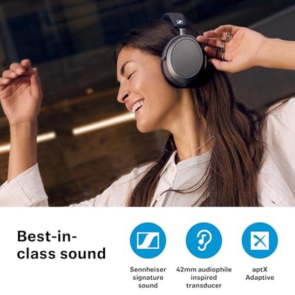 Sennheiser MOMENTUM 4 Wireless Headphones, Bluetooth for Crystal-Clear Calls w/Adaptive Noise Cancellation, 60h Battery Life, Customizable Sound & Lightweight Folding Design, Graph