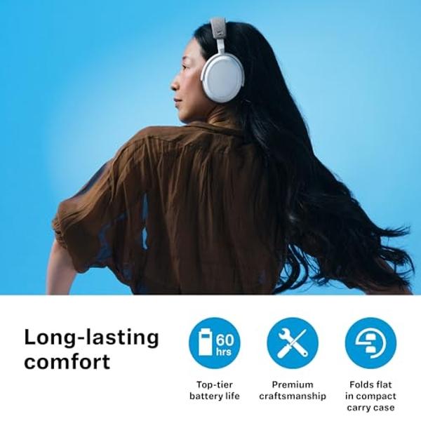 Sennheiser Consumer Audio Momentum 4 Wireless Headphones - Bluetooth Headset for Crystal-Clear Calls with Adaptive Noise Cancellation, 60h Battery Life, Customizable Sound, White (