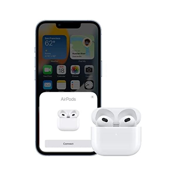 Apple AirPods (3rd Generation) Wireless Ear Buds, Bluetooth Headphones, Personalized Spatial Audio, Sweat and Water Resistant, Lightning Charging Case Included, Up to 30 Hours of B