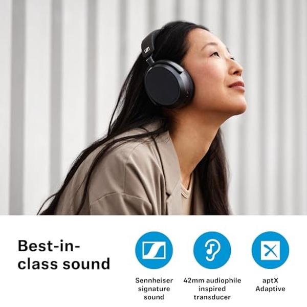 Sennheiser Consumer Audio Momentum 4 Wireless Headphones - Bluetooth Headset for Crystal-Clear Calls with Adaptive Noise Cancellation, 60h Battery Life, Customizable Sound, White (