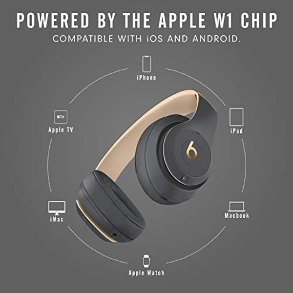 Beats Studio3 Wireless Headphones – The Beats Skyline Collection - Shadow Gray (Latest Model) (Renewed)
