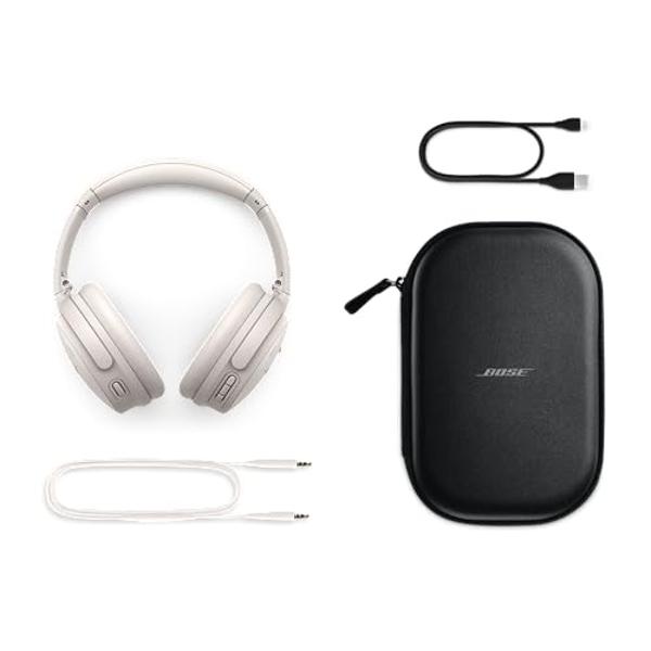 Bose QuietComfort Wireless Noise Cancelling Headphones, Bluetooth Over Ear Headphones with Up to 24 Hours of Battery Life, White Smoke (Renewed)