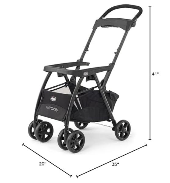 Chicco KeyFit Caddy Frame Stroller, Accepts All Chicco Infant Car Seats, Adjustable Handle, Parent Tray | Black/Black