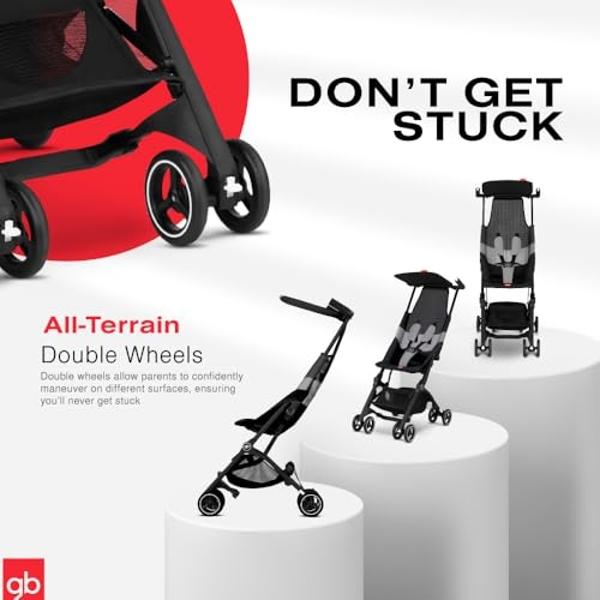 gb Pockit Air All Terrain Ultra Compact Lightweight Travel Stroller with Breathable Fabric in Velvet Black