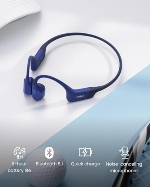 SHOKZ OpenRun Mini (AfterShokz Aeropex Mini) -Bone Conduction Open-Ear Bluetooth Sport Headphones - Waterproof Wireless Earphones for Workouts and Running - Built-in Mic, with Head