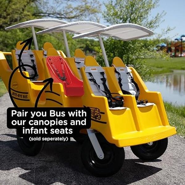 Children’s Factory 6-Passenger Bye-Bye Buggy, Daycare Multi-Passenger Stroller With Never-Flat "Fat Tire", Yellow