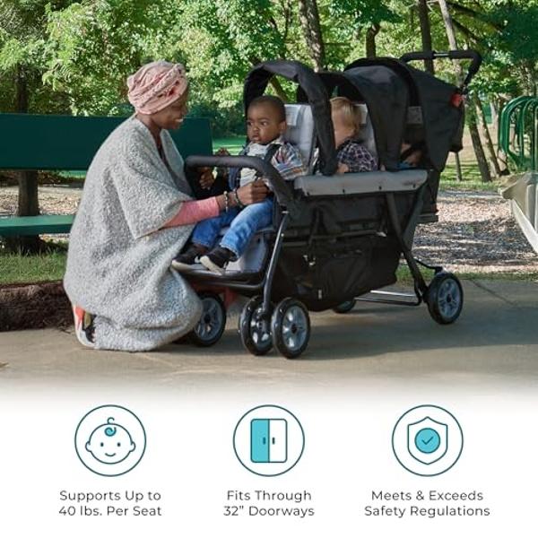 Chicco Liteway Stroller, Compact Fold Baby Stroller with Canopy, Lightweight Aluminum Frame Umbrella Stroller, for Use with Babies and Toddlers up to 40 lbs. | Cosmo/Black/White