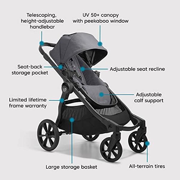 Baby Jogger City Select 2 Single-to-Double Modular Stroller, Eco Collection, Harbor & Tencel Grey
