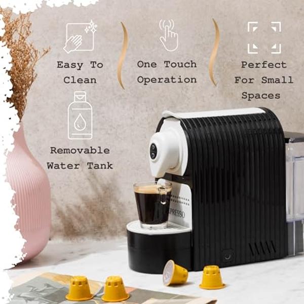 Mixpresso Black Espresso Machine for Nespresso Compatible Capsule, Single Serve Coffee Maker Programmable for Espresso Pods, Premium Italian 19 Bar High Pressure Pump 27oz 1400w Bl