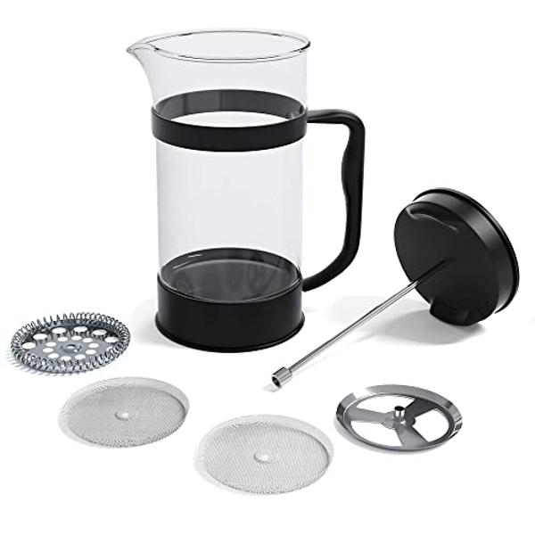Utopia Kitchen 34 Ounce 1 Liter French Press Coffee Maker, Tea Maker, Travel Coffee Presses, Heat Resistant Thickened Borosilicate Coffee Pot for Camping Travel Gifts, Black Pack o