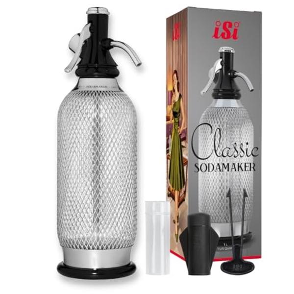 iSi North America Classic Sodamaker, 1 Quart - Stainless Steel Carbonation System for Sparkling Water, Fresh Beverages, Handcrafted Cocktails - Portable & Professional Soda Maker f