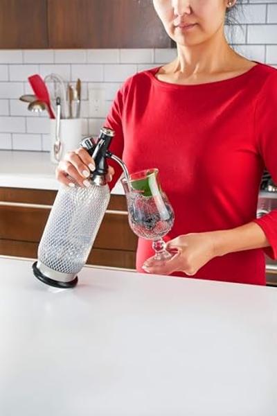 iSi North America Classic Sodamaker, 1 Quart - Stainless Steel Carbonation System for Sparkling Water, Fresh Beverages, Handcrafted Cocktails - Portable & Professional Soda Maker f