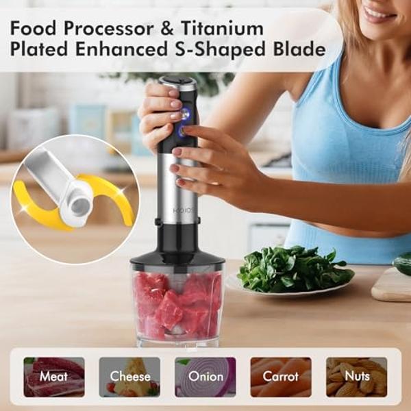 Mueller Immersion Blender Handheld - 8 Speed Stainless Steel Electric Hand Blender, 3 in 1 Emulsion Blender Handheld with Turbo Mode, Stick Blender Emulsifier for Kitchen for Soup,
