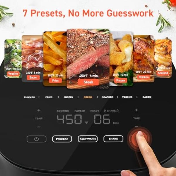 COSORI Air Fryer Pro 9-in-1, Compact 5QT, 450℉: Half Time & Chef-Grade Cook, One-Wipe Clean Glass Panel, 130+ In-App Recipes with Nutritional Info, Nonstick & Dishwasher-Safe Baske