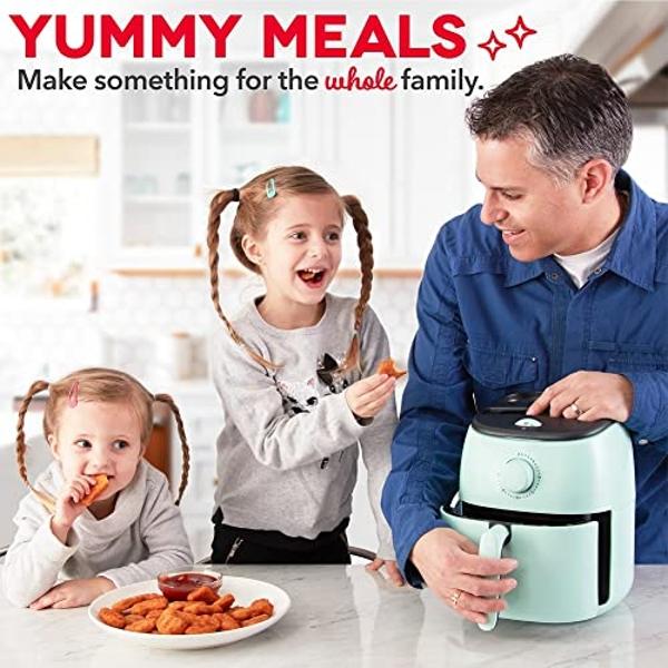 DASH Tasti-Crisp™ Electric Air Fryer Oven, 2.6 Qt., Aqua – Compact Air Fryer for Healthier Food in Minutes, Ideal for Small Spaces - Auto Shut Off, Analog, 1000-Watt